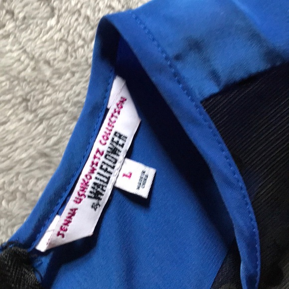 NWOT Royal Blue Polka Dotted Mesh Party Dress - Picture 5 of 7